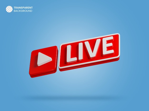 Icono de renderizado 3d de transmisión en vivo