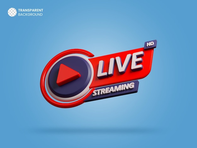 Icono de renderizado 3d de transmisión en vivo