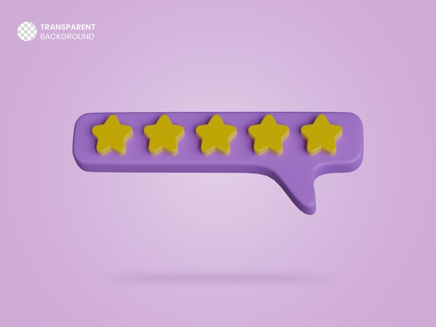 Icono de revisión de 5 estrellas 3d aislado