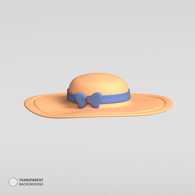 Icono de sombrero de playa de verano aislado 3d render ilustración