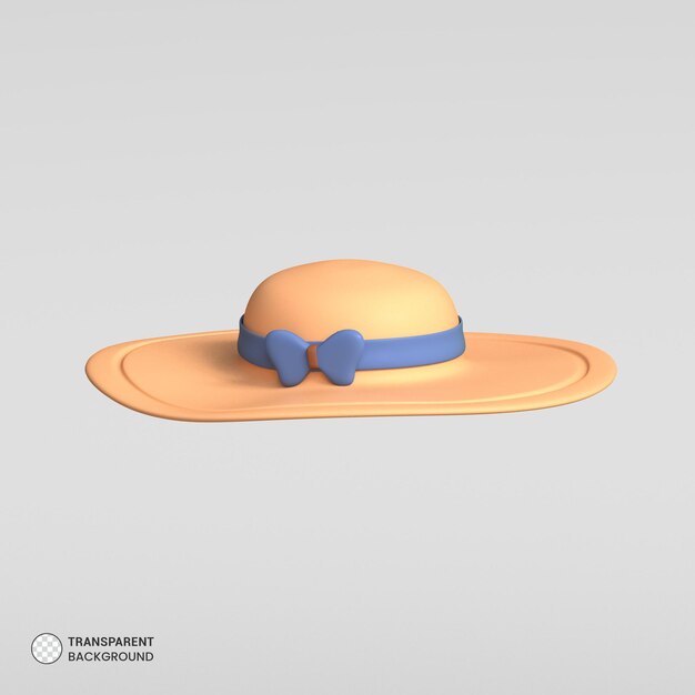 Icono de sombrero de playa de verano aislado 3d render ilustración