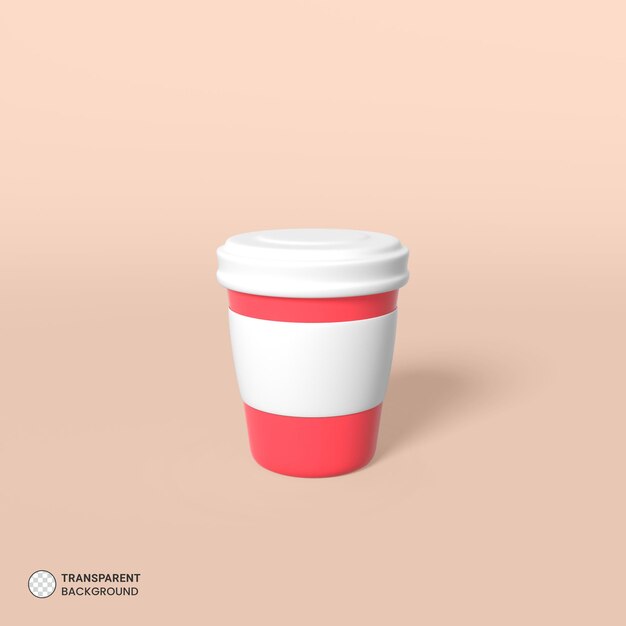 Icono de la taza de café Ilustración de procesamiento 3d aislado