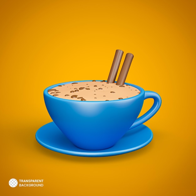 Icono de la taza de café ilustración de procesamiento 3d aislado