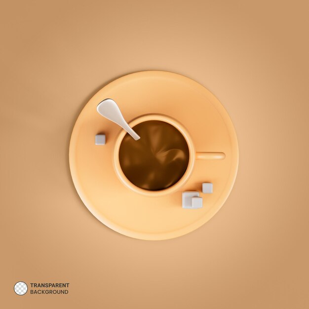 Icono de la taza de café Ilustración de procesamiento 3d aislado