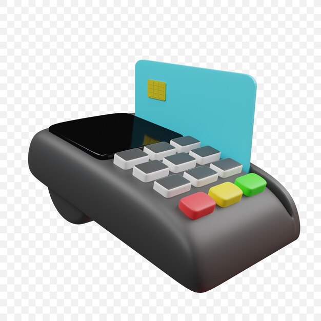 Icono de terminal de pago de la máquina de POS Ilustración de renderización 3D aislada