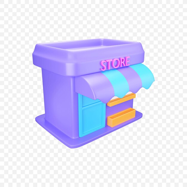 Icono de la tienda en línea Ilustración de procesamiento 3d aislado