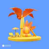 PSD gratuito icono de viaje de vacaciones aislado 3d render ilustración