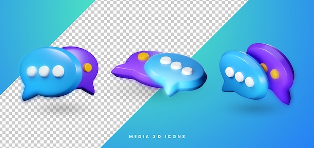 PSD gratuito iconos 3d de chat de mensajes