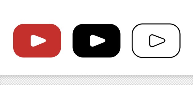 Los iconos de los botones de reproducción de YouTube en diferentes colores