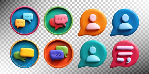 Iconos de chat y usuarios coloridos en Play Dough Style