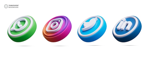 Los íconos de los logotipos de las redes sociales aislados ilustración de renderización 3d