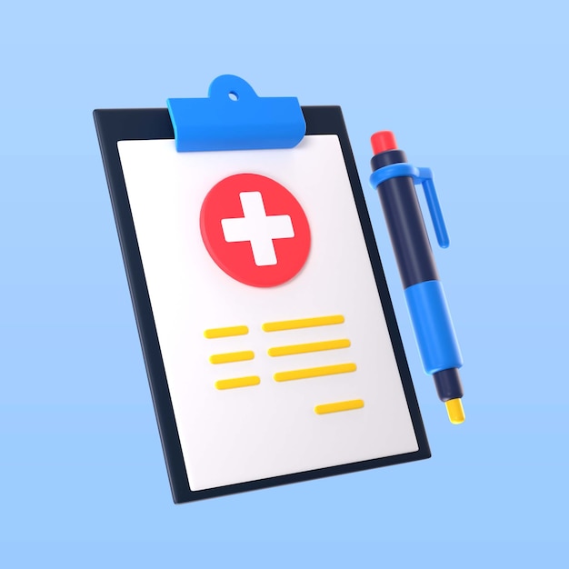 Iconos de pluma y gráfico médico