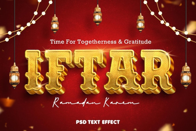 Iftar Ramadan Kareem Efecto de texto editable