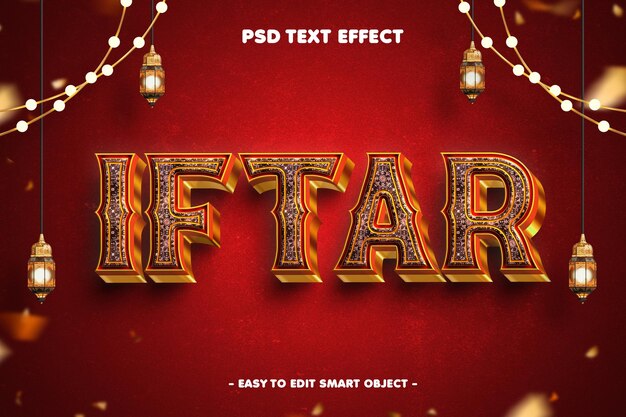 Iftar Ramadan Kareem Efecto de texto editable