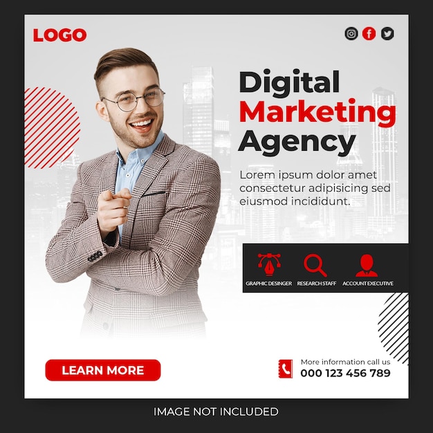 igital marketing live webinar en postsjabloon voor sociale media voor bedrijven