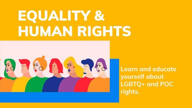 Igualdad derechos humanos plantilla psd LGBTQ orgullo mes celebración blog banner