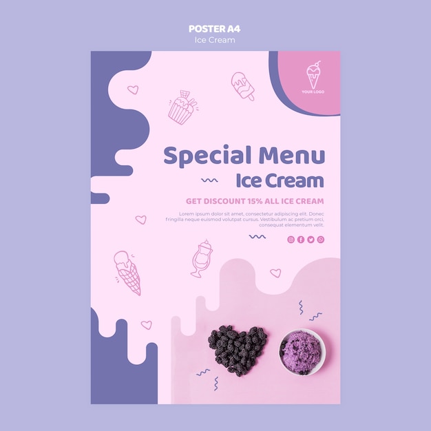 Gratis PSD ijs speciaal menu posterontwerp