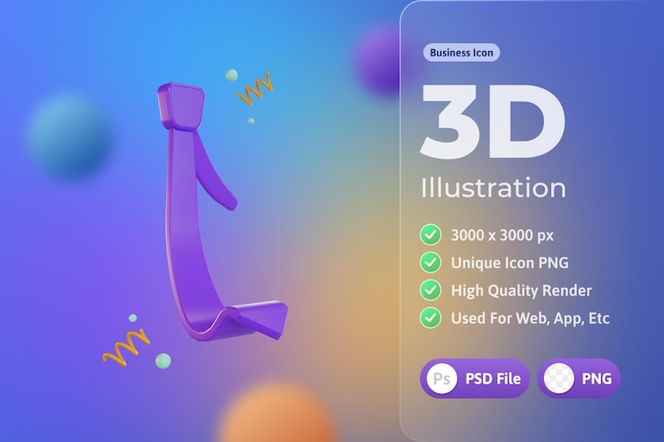 PSD Gratis ikon 3d bisnis, dasi