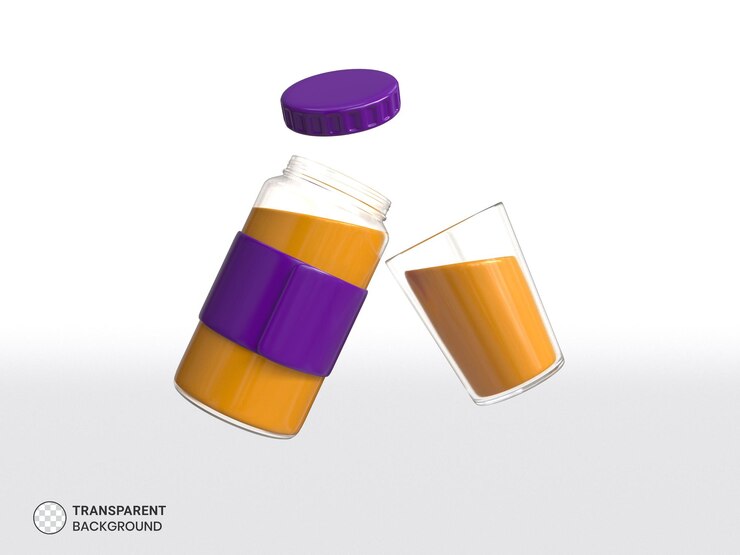 PSD Gratis ikon botol jus terisolasi ilustrasi render 3d