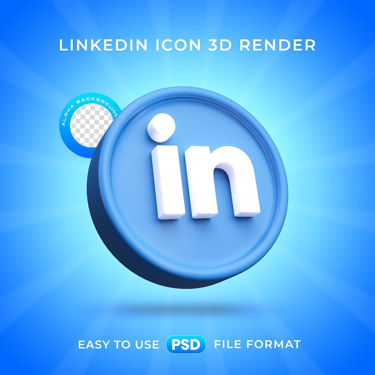 PSD Gratis ikon logo linkedin ilustrasi render 3d terisolasi