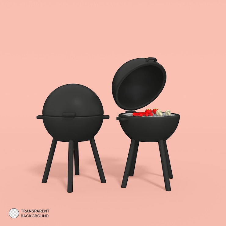 PSD Gratis ikon mesin pemanggang arang bbq terisolasi ilustrasi render 3d