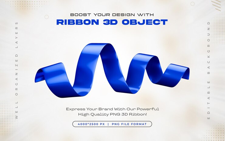 PSD Gratis ikon pita biru terisolasi ilustrasi render 3d