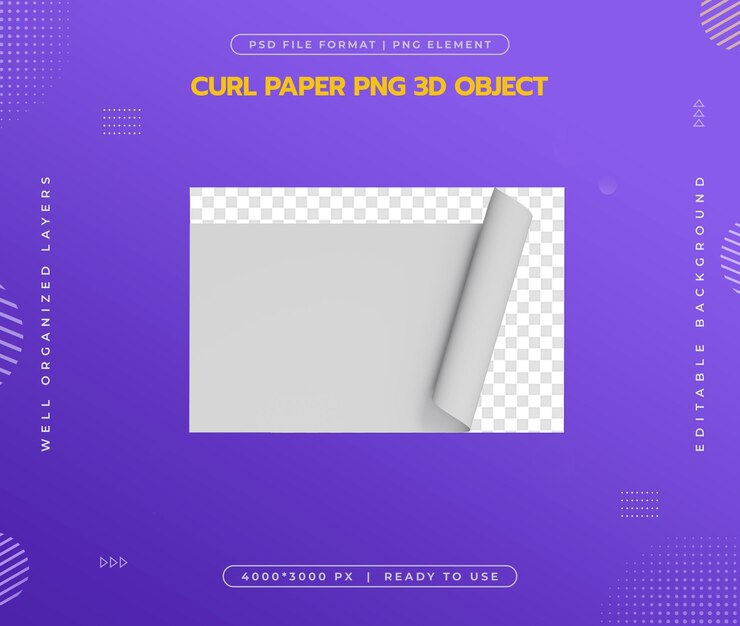 PSD Gratis ikon sudut keriting kertas terisolasi ilustrasi render 3d