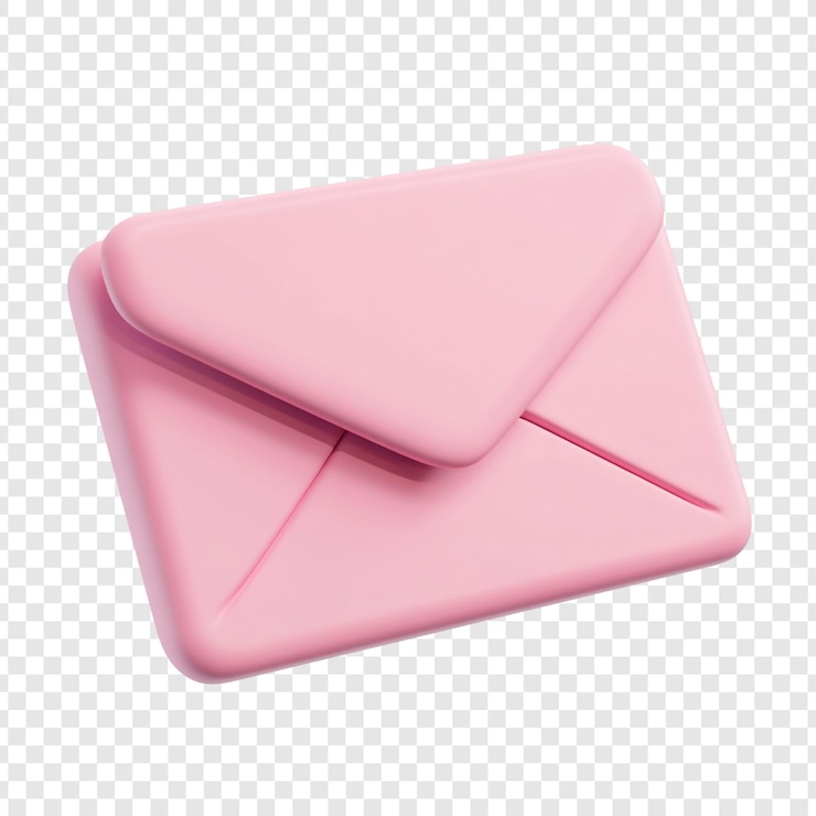 PSD Gratis ikon surat digital lucu amplop render 3d merah muda