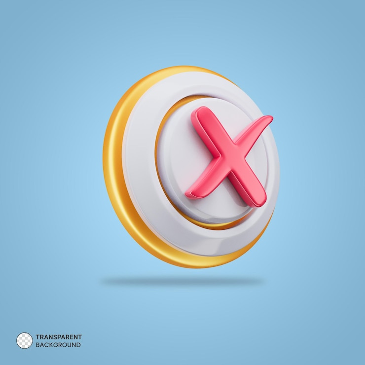 PSD Gratis ikon tanda silang terisolasi render 3d ilustrasi
