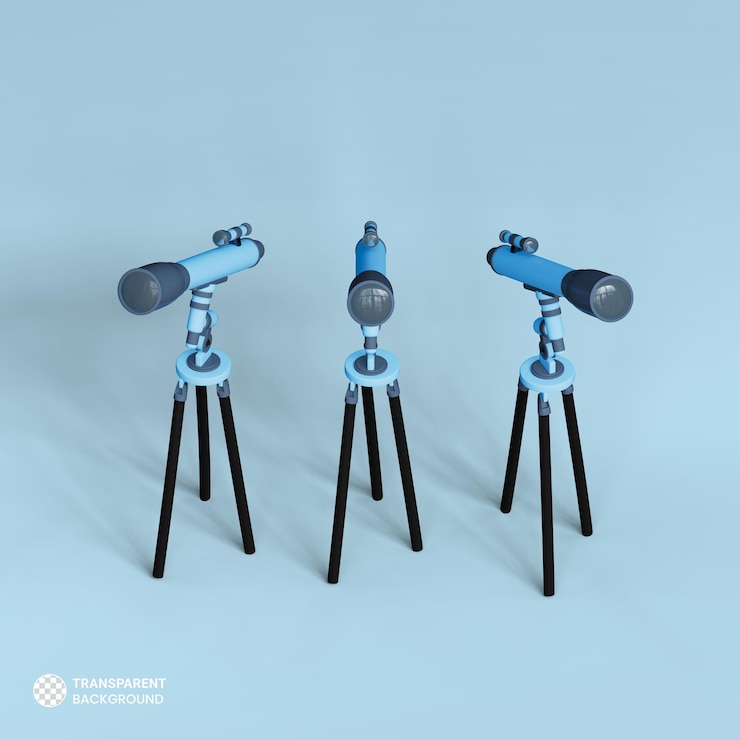 PSD Gratis ikon teleskop terisolasi render 3d ilustrasi