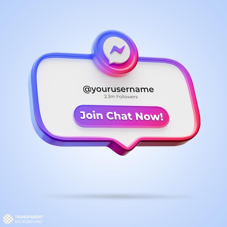 PSD Gratis ikuti kami di messenger media sosial banner render 3d