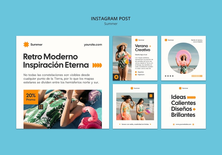 PSD gratuito il modello di post di instagram per le vibrazioni estive