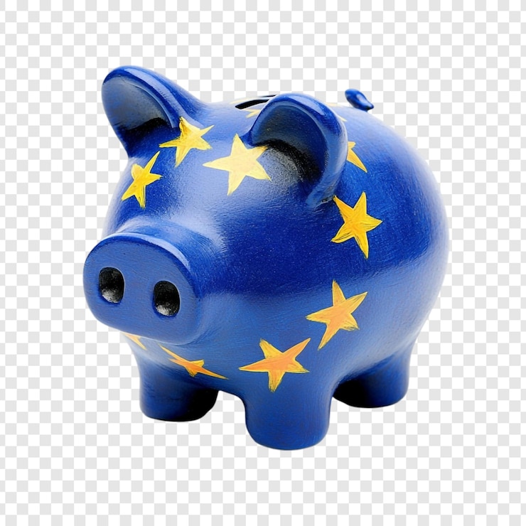 PSD gratuito il porcellino dell'unione europea un simbolo di risparmio e dell'ue