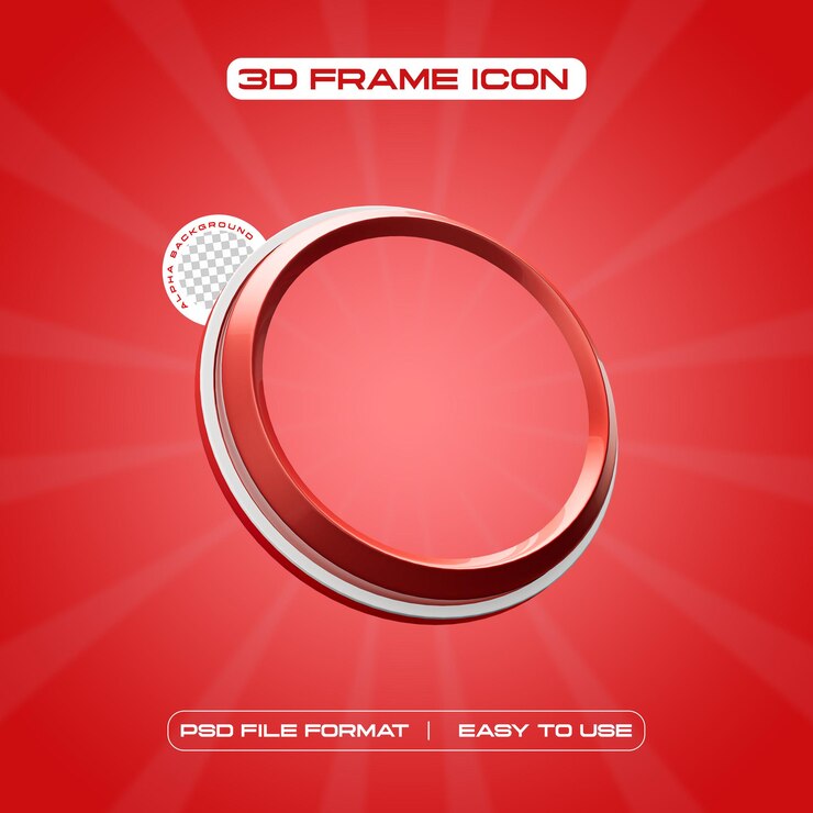 PSD gratuito il profilo del social media circle frame 3d render illustration