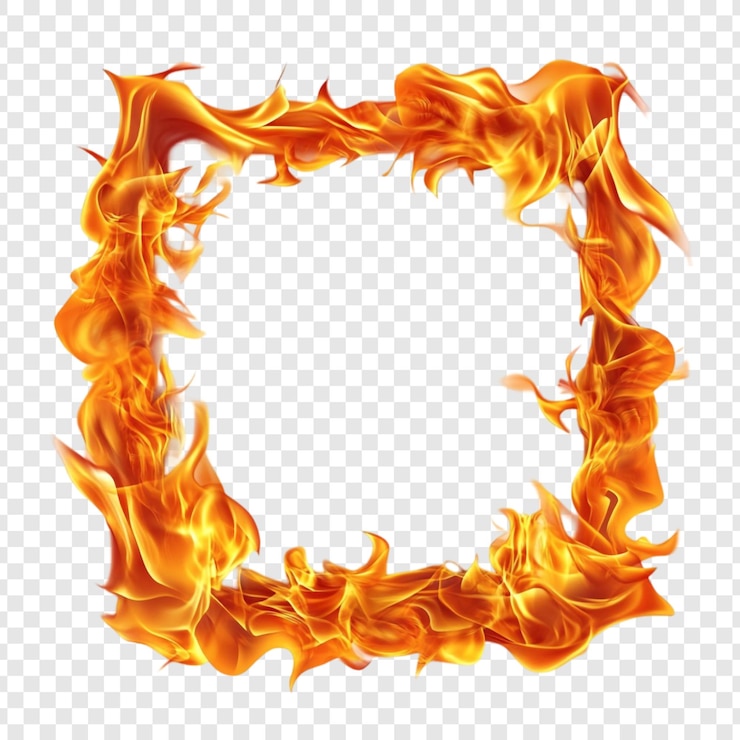 PSD gratuito il quadro quadrato di fuoco un confine fiammeggiante per il design