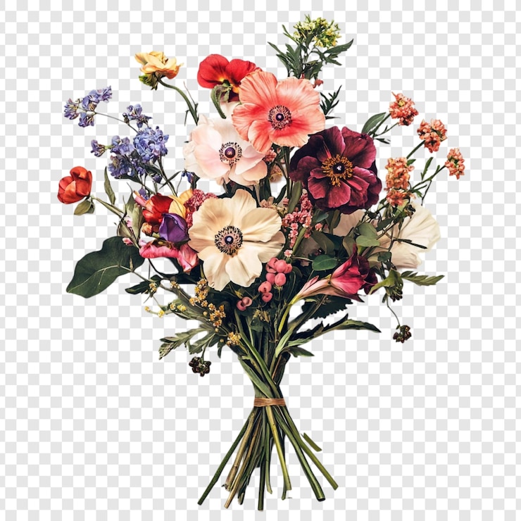 PSD gratuito il vivace bouquet primaverile, uno splendido spettacolo di fiori colorati