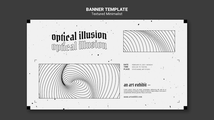 PSD gratuito illusione ottica arte mostra modello di banner