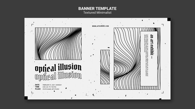 Illusione ottica arte mostra modello di banner