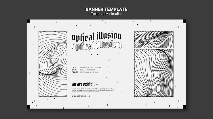 PSD gratuito illusione ottica arte mostra modello di banner