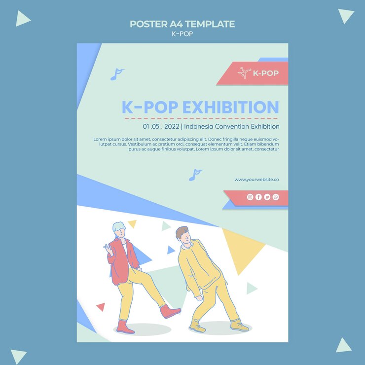 PSD Gratis illustrated k-pop a4 poster template