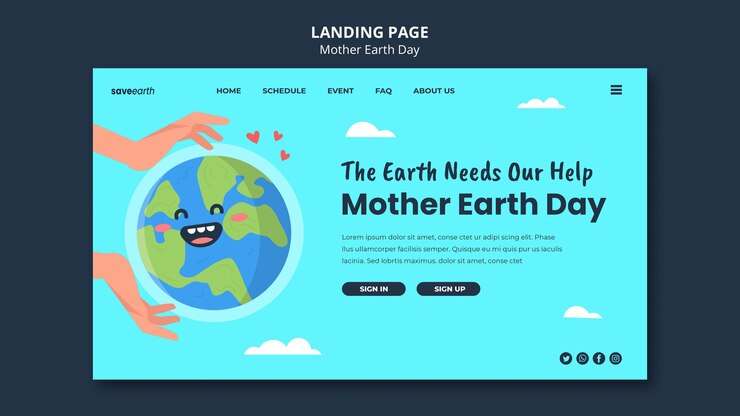PSD Gratis illustrated mother earth day landing page