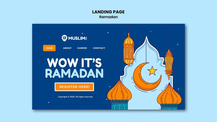 PSD Gratis illustrated ramadan kareem web template