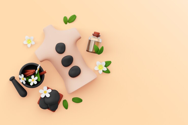 PSD gratuito illustrazione 3d con composizione di medicina alternativa