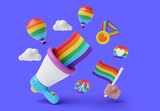 Illustrazione 3D con il mese dell'orgoglio lgbti ancora vivo