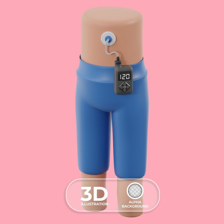 PSD gratuito illustrazione 3d del controllore della pompa di insulina