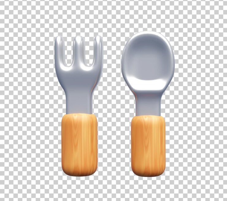 PSD gratuito illustrazione 3d dell'icona degli attrezzi da cucina a cucchiaio e forchetta