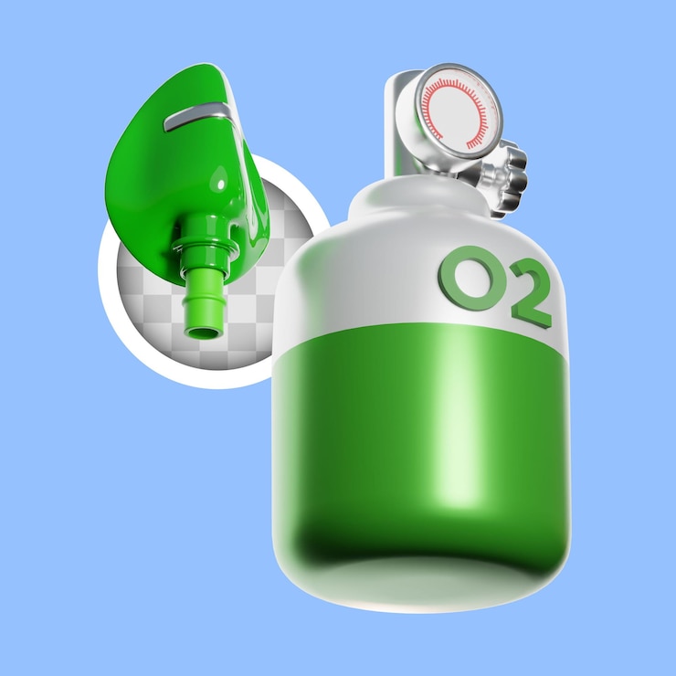 PSD gratuito illustrazione 3d della maschera e del serbatoio di ossigeno