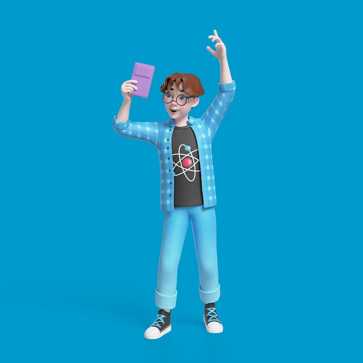 PSD gratuito illustrazione 3d della posa del ragazzo nerd