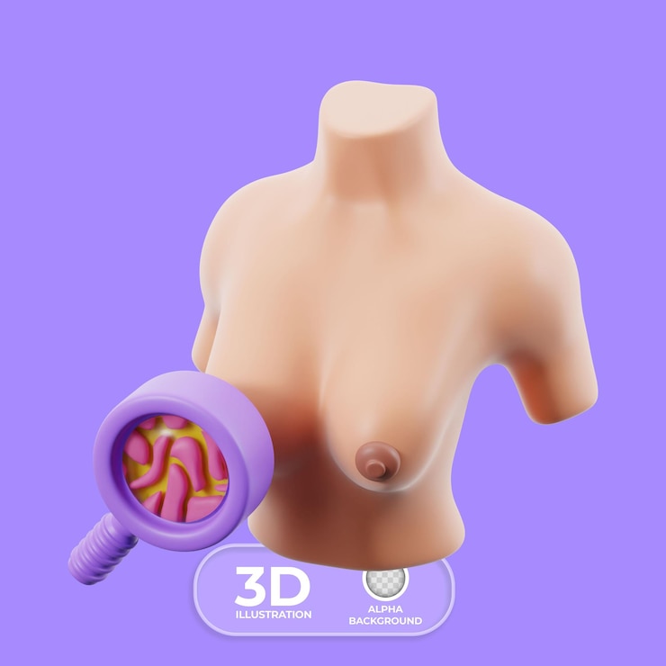 PSD gratuito illustrazione 3d dello screening preventivo della mammografia