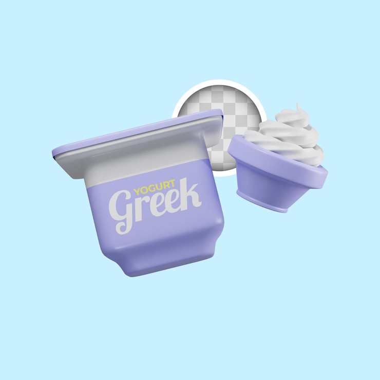 PSD gratuito illustrazione 3d di cibo yogurt grasso sano
